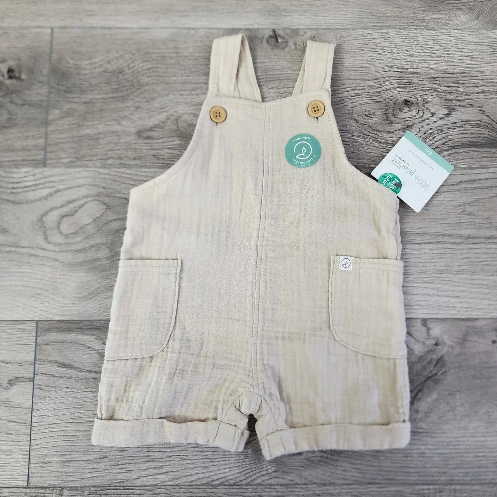 Little Planet by‎ Carter's Baby Shortalls Beige Short Organic Cotton Size 6M NWT